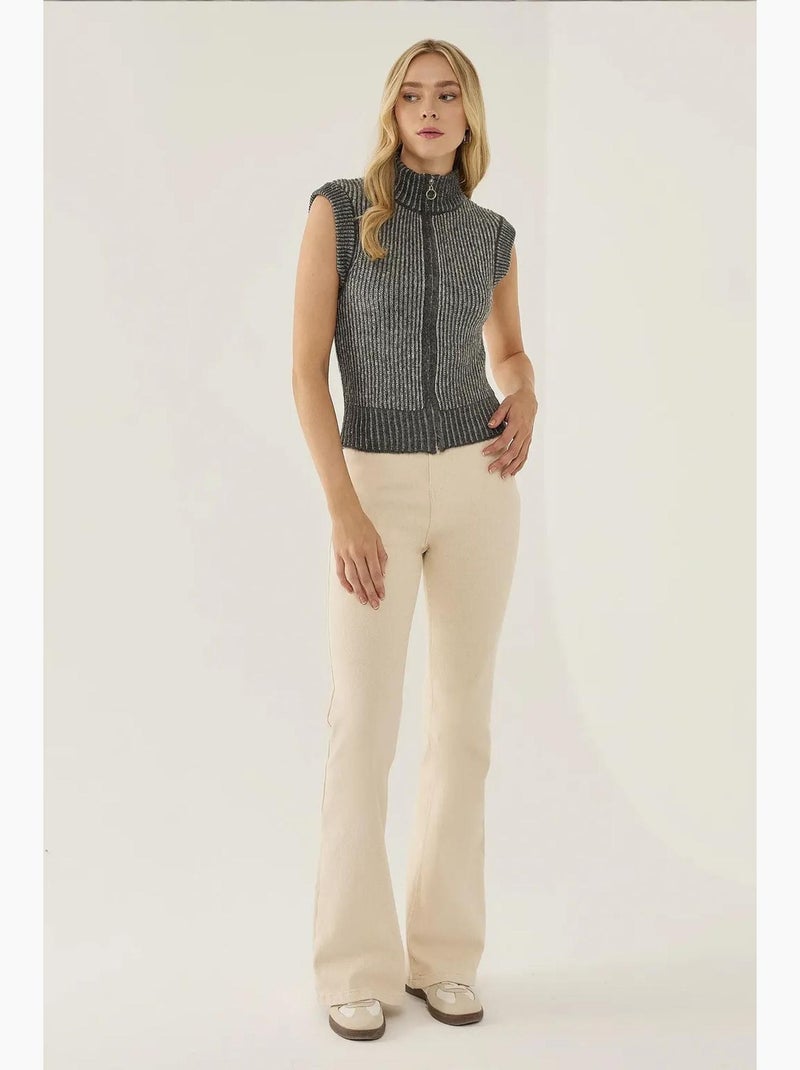 Gilet in maglia senza maniche a righe con zip integrale hiccup Grigio - Kiabi