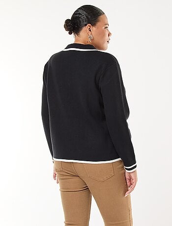 Gilet in maglia spessa con 2 tasche e bottoni fantasia