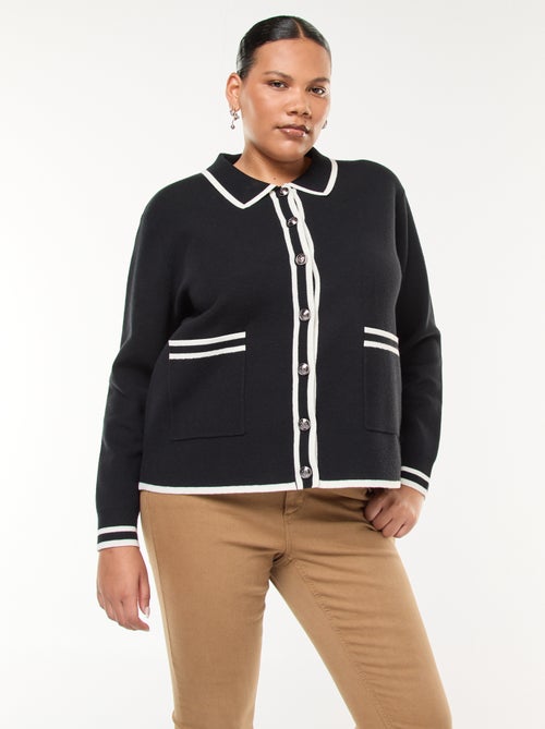 Gilet in maglia spessa con 2 tasche e bottoni fantasia - Kiabi