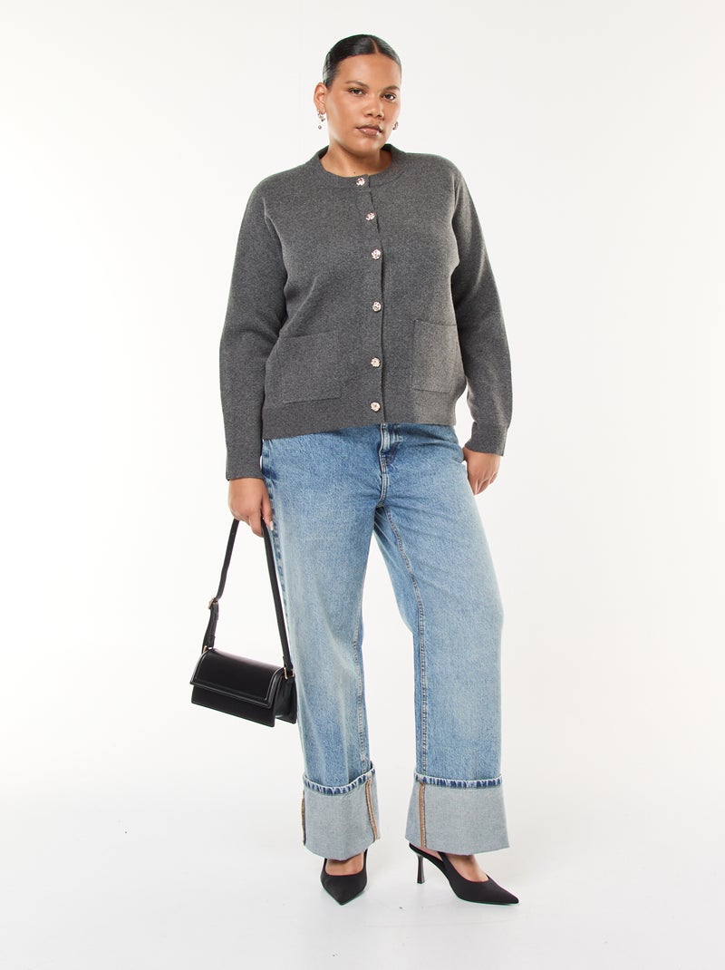 Gilet in maglia spessa con bottoni originali Grigio - Kiabi