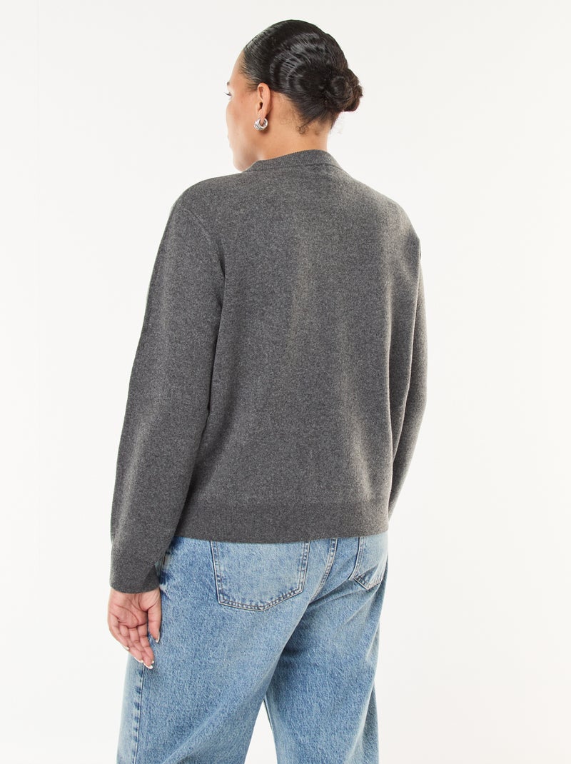 Gilet in maglia spessa con bottoni originali Grigio - Kiabi