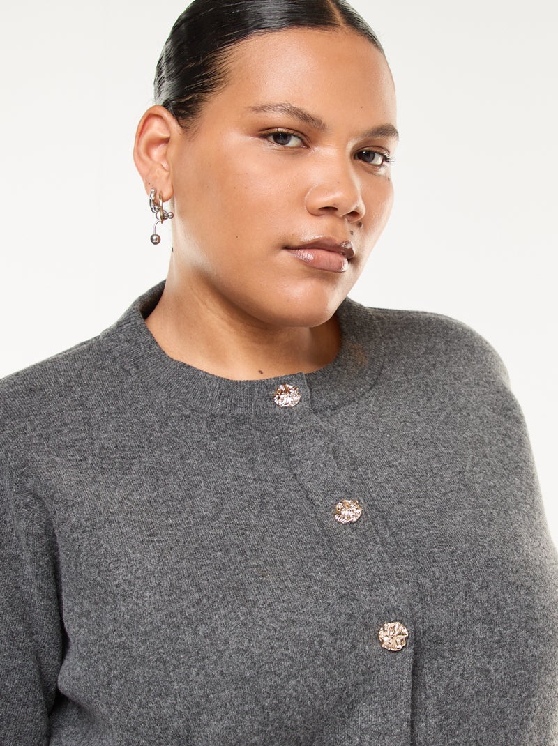 Gilet in maglia spessa con bottoni originali Grigio - Kiabi