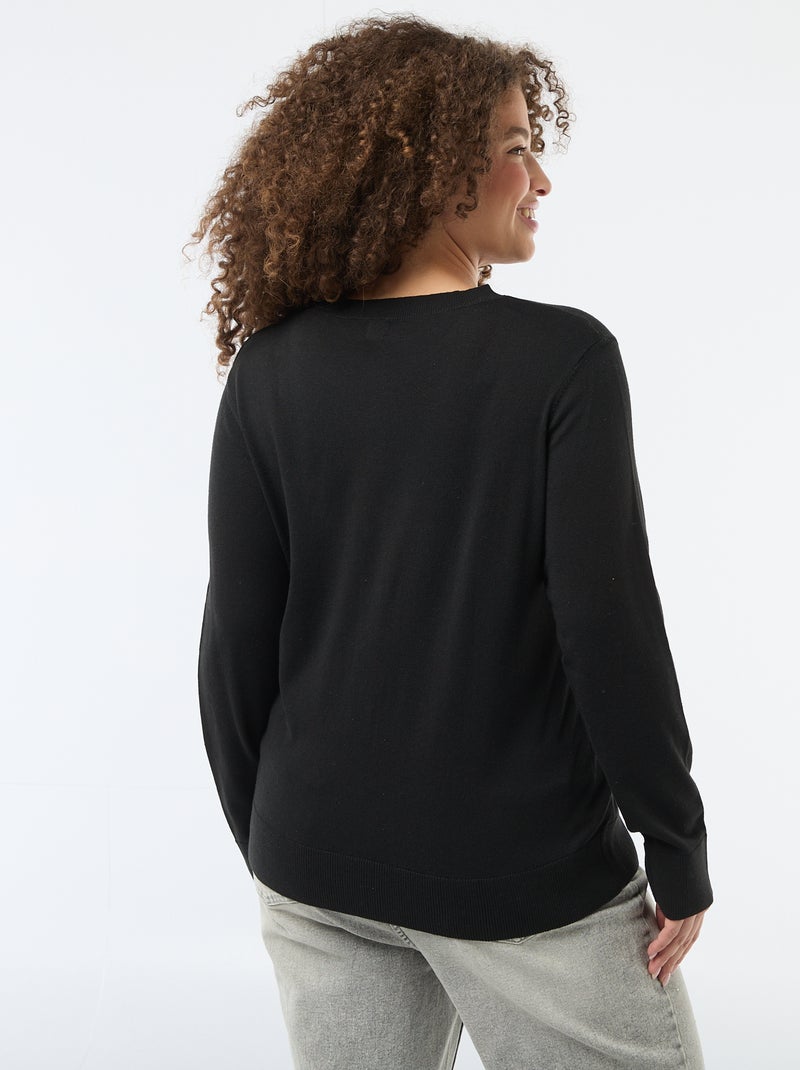 Gilet in maglia tinta unita Nero - Kiabi