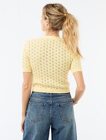 Gilet in maglia traforata a maniche corte