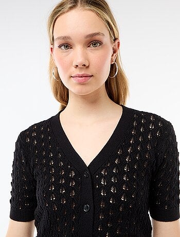 Gilet in maglia traforata a maniche corte