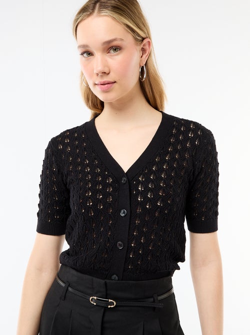 Gilet in maglia traforata a maniche corte - Kiabi