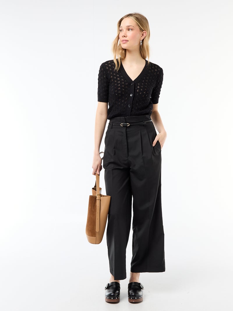 Gilet in maglia traforata a maniche corte Nero - Kiabi