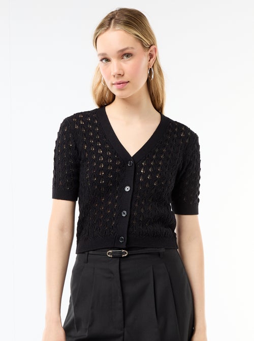 Gilet in maglia traforata a maniche corte - Kiabi