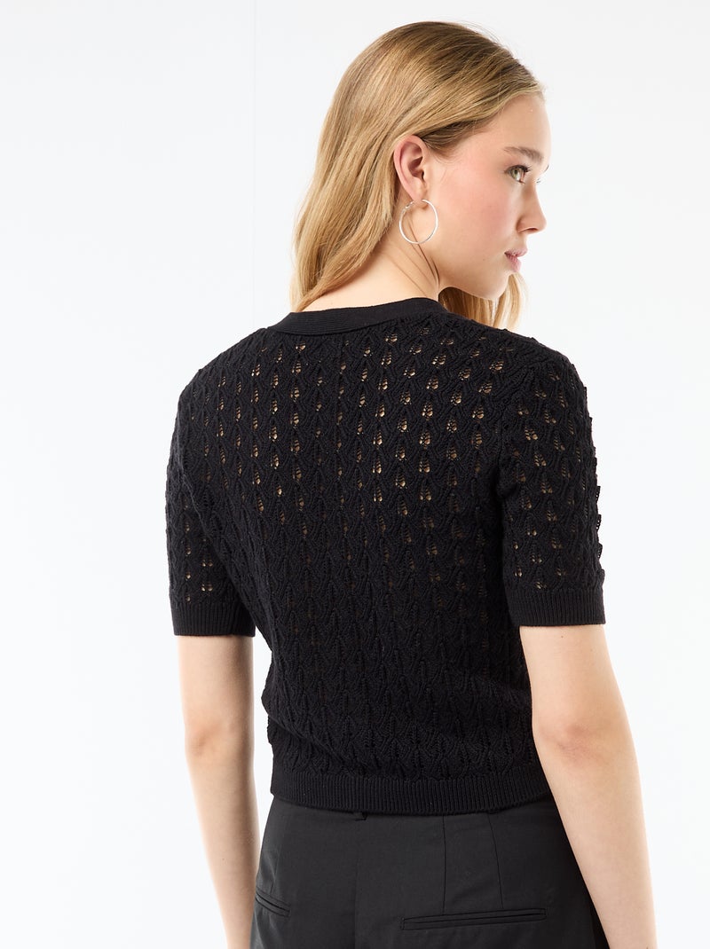 Gilet in maglia traforata a maniche corte Nero - Kiabi