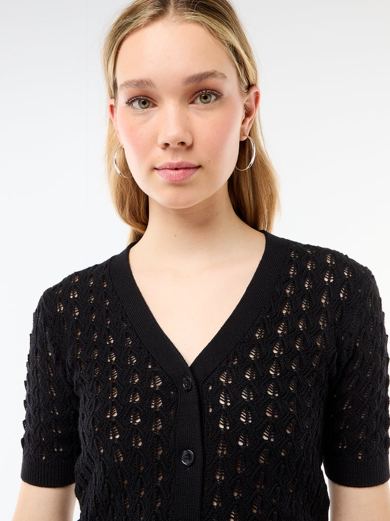 Gilet in maglia traforata a maniche corte Nero - Kiabi