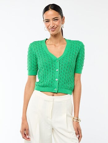 Gilet in maglia traforata a maniche corte