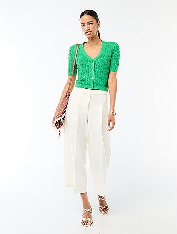 Gilet in maglia traforata a maniche corte