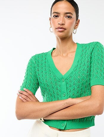 Gilet in maglia traforata a maniche corte