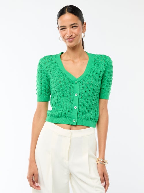 Gilet in maglia traforata a maniche corte - Kiabi