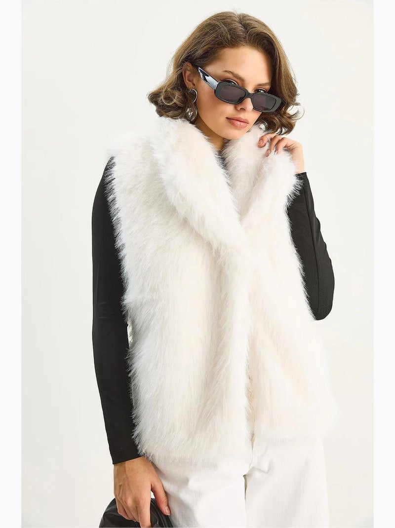 Gilet in pelliccia sintetica lucci Avorio - Kiabi