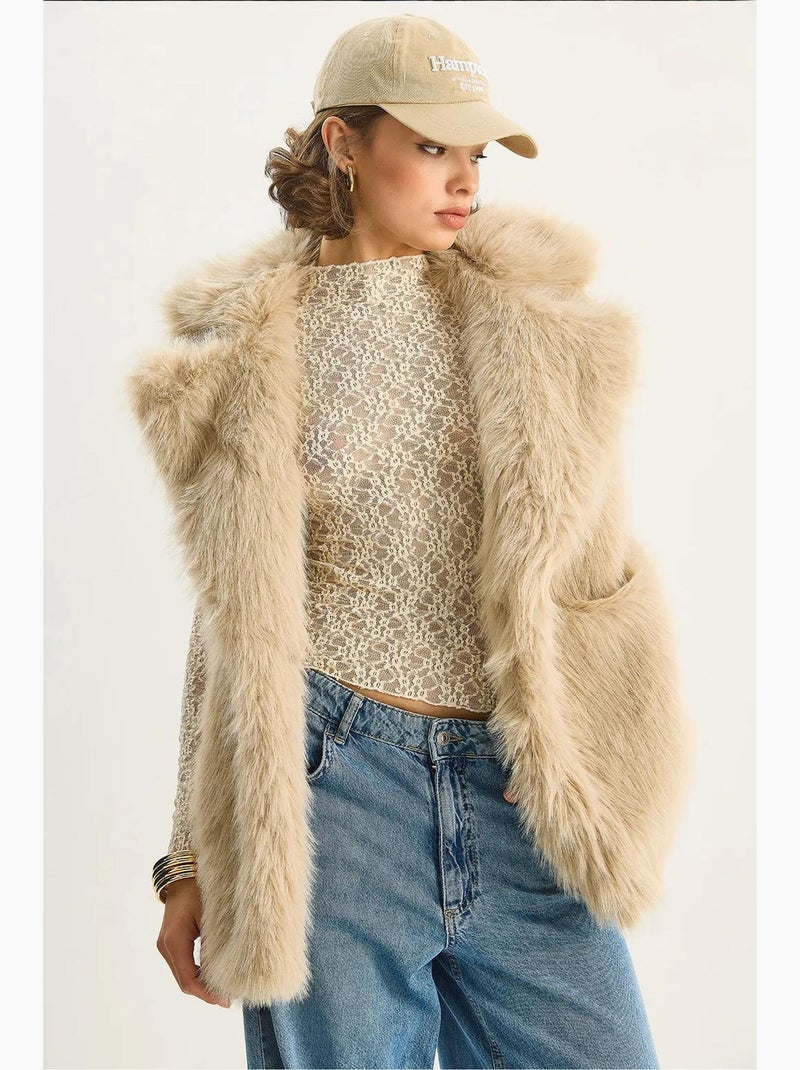 Gilet in pelliccia sintetica lucci Beige argilla - Kiabi