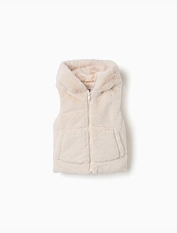 Gilet in peluche con cappuccio e orecchie 3d