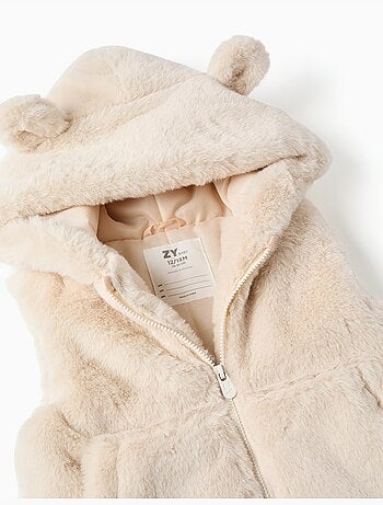Gilet in peluche con cappuccio e orecchie 3d
