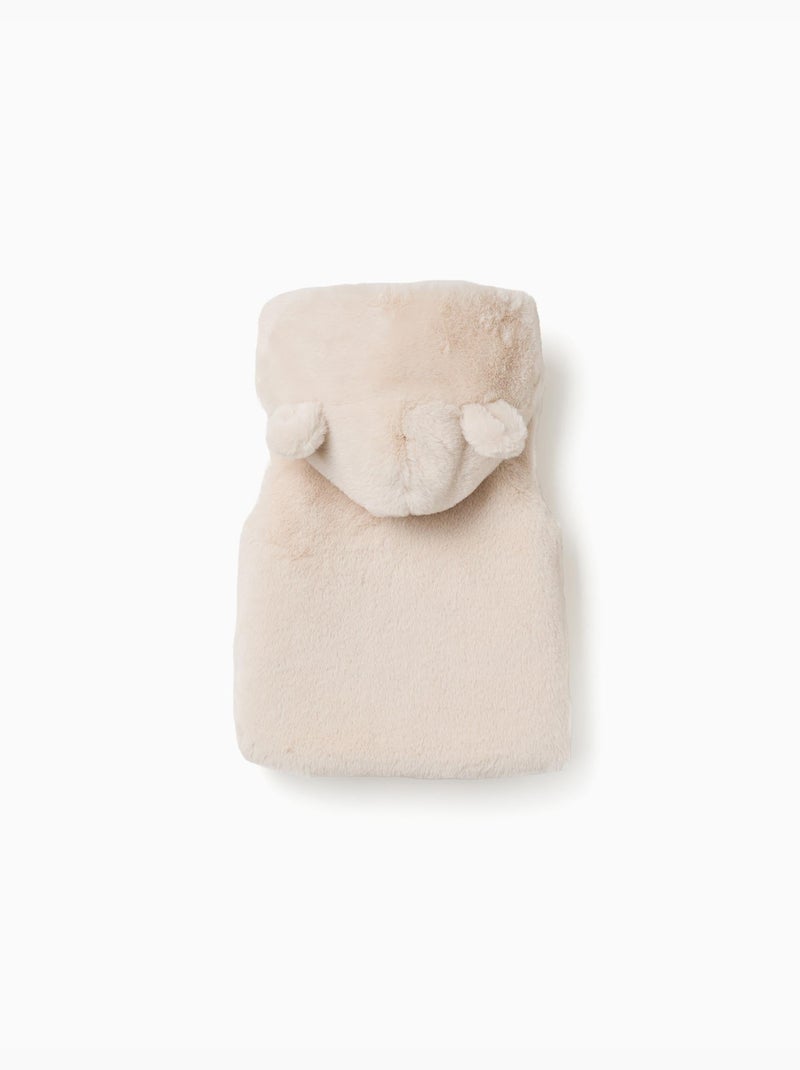 Gilet in peluche con cappuccio e orecchie 3d Bianco - Kiabi