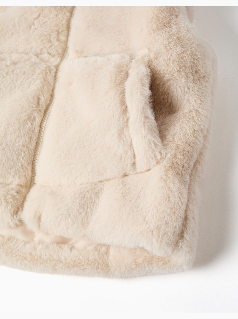 Gilet in peluche con cappuccio e orecchie 3d Bianco - Kiabi
