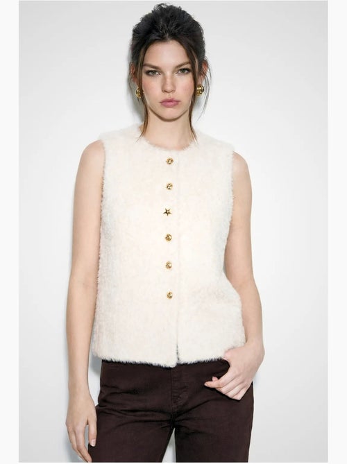 Gilet in peluche con chiusura a bottoni lucci - Kiabi