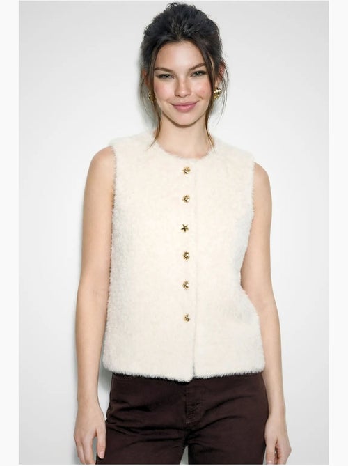 Gilet in peluche con chiusura a bottoni lucci - Kiabi