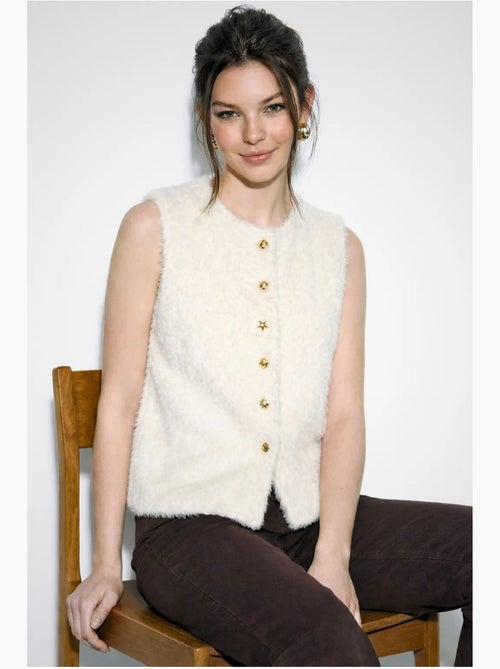 Gilet in peluche con chiusura a bottoni lucci - Kiabi