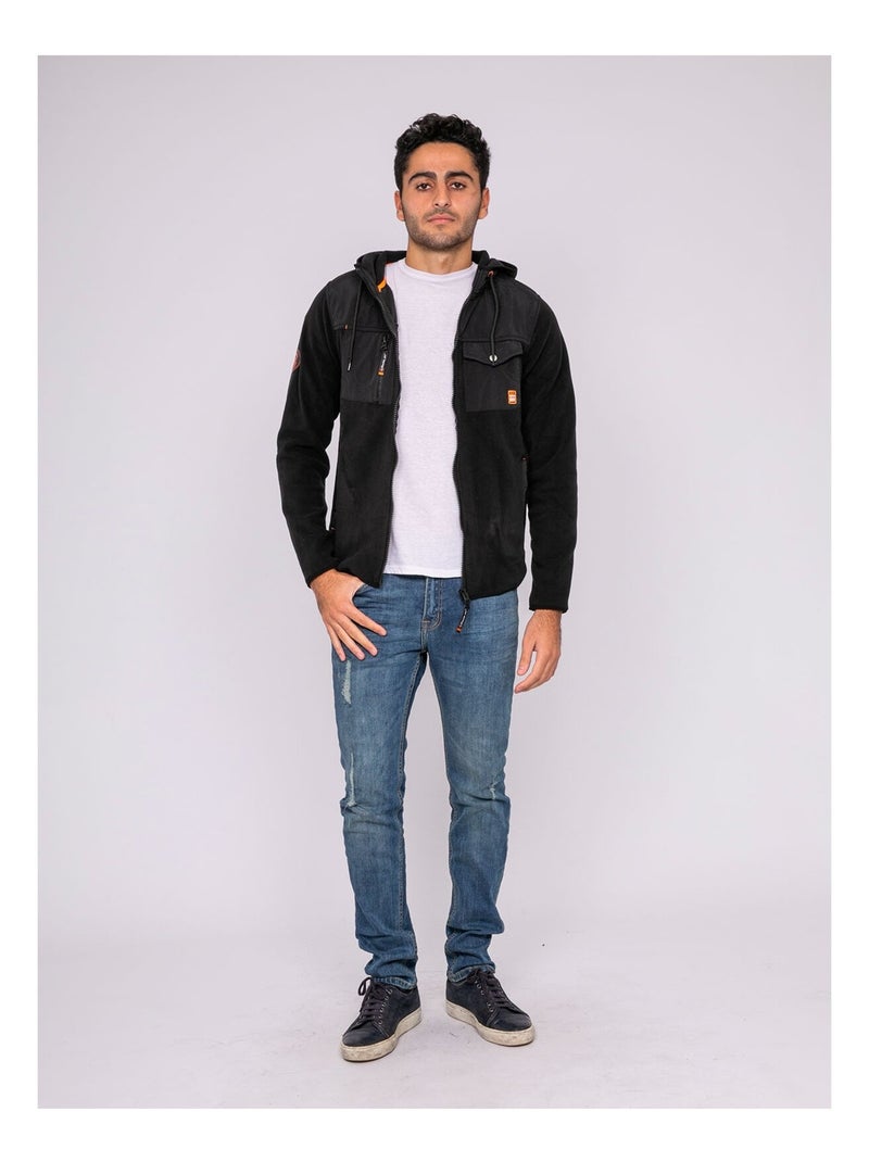 Gilet in pile con cappuccio e zip ZIGGY Nero - Kiabi