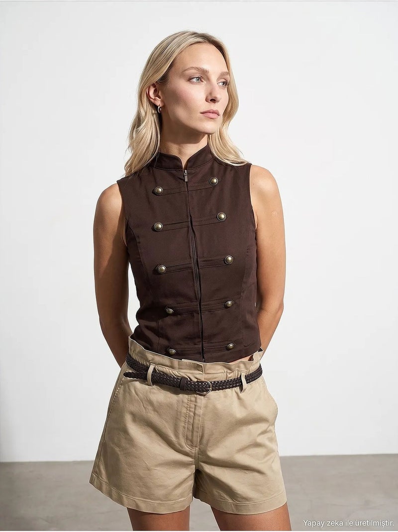 Gilet in tencel dilvin Marrone - Kiabi