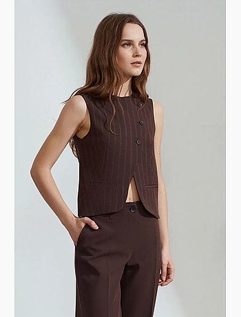 Gilet in tessuto a righe con bottoni dilvin