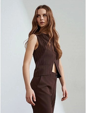 Gilet in tessuto a righe con bottoni dilvin