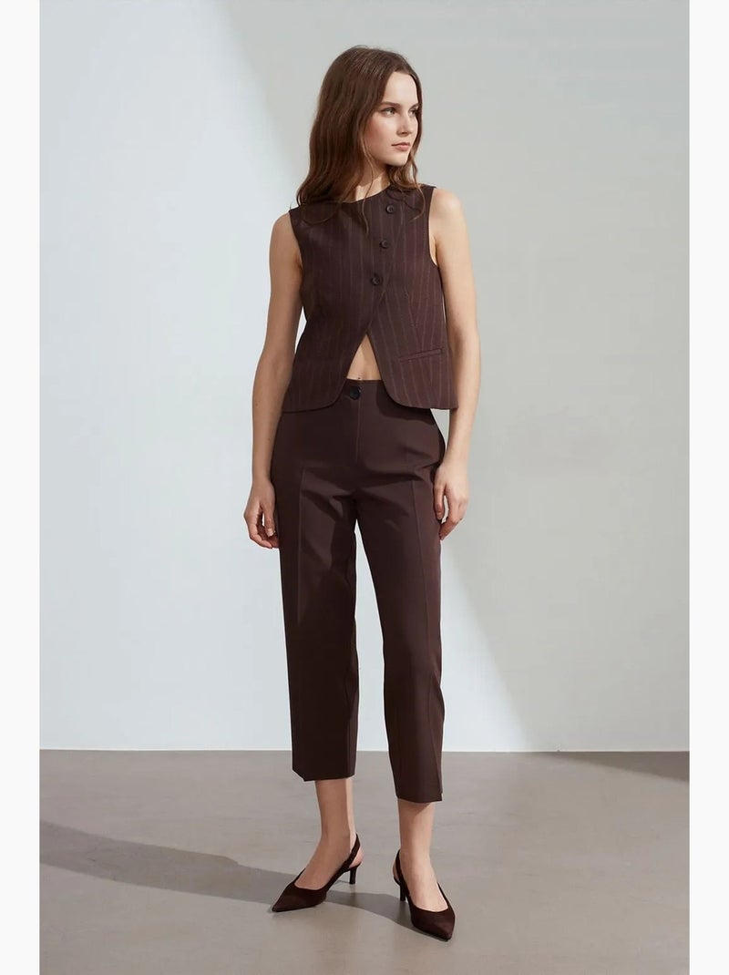 Gilet in tessuto a righe con bottoni dilvin Marrone scuro - Kiabi
