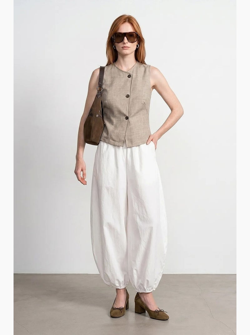 Gilet in tessuto aderente con chiusura frontale a bottoni dilvin Beige naturale - Kiabi
