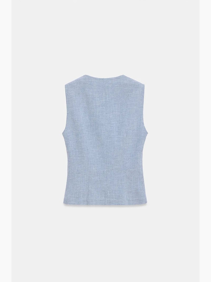 Gilet in tessuto aderente con chiusura frontale a bottoni dilvin Blu pastello - Kiabi