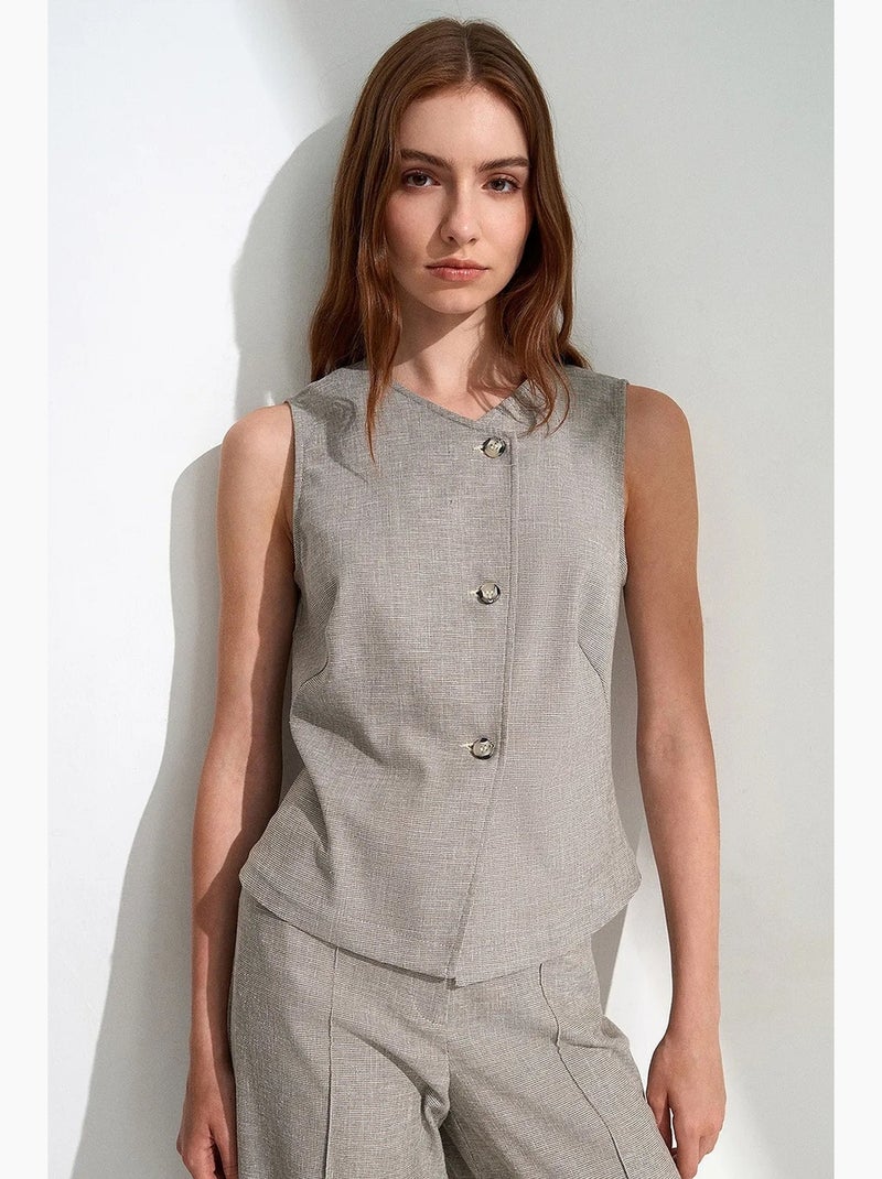 Gilet in tessuto aderente con chiusura frontale a bottoni dilvin Grigio chiaro - Kiabi