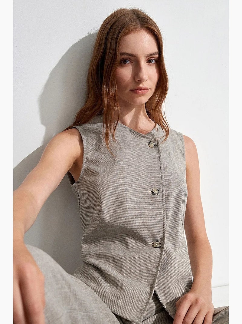 Gilet in tessuto aderente con chiusura frontale a bottoni dilvin Grigio chiaro - Kiabi