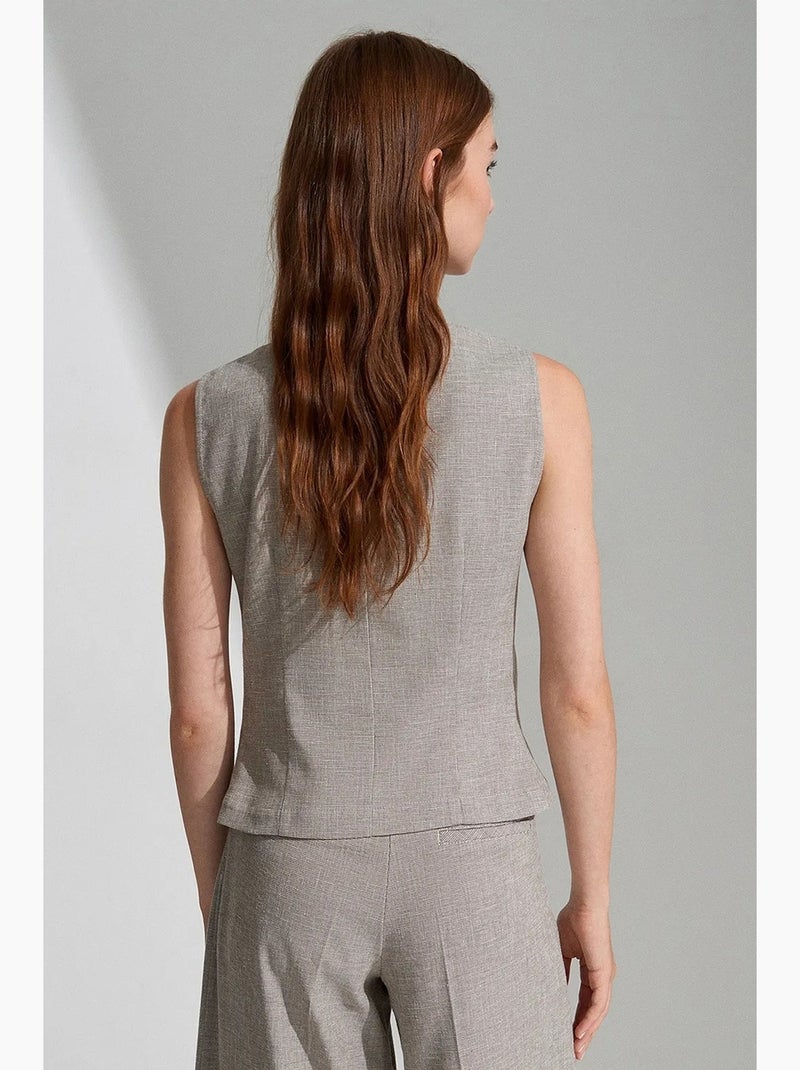 Gilet in tessuto aderente con chiusura frontale a bottoni dilvin Grigio chiaro - Kiabi