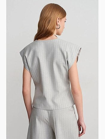 Gilet in tessuto con scollo a v a righe dilvin