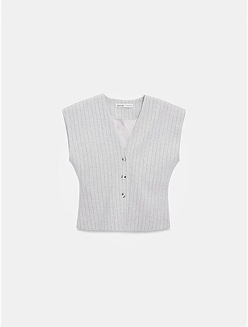 Gilet in tessuto con scollo a v a righe dilvin