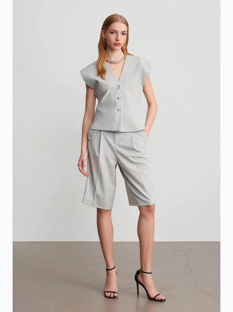 Gilet in tessuto con scollo a v a righe dilvin Grigio chiaro - Kiabi