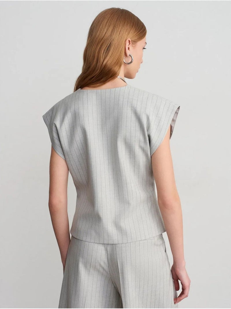 Gilet in tessuto con scollo a V a righe Grigio chiaro - Kiabi