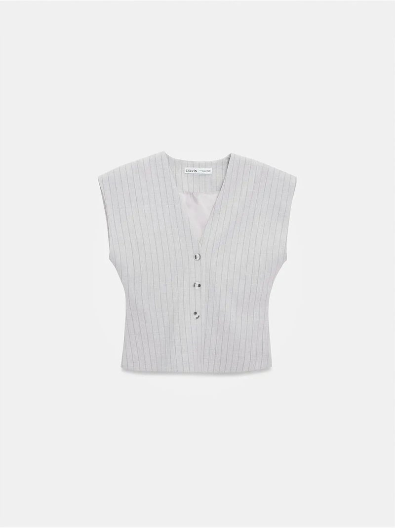 Gilet in tessuto con scollo a V a righe Grigio chiaro - Kiabi