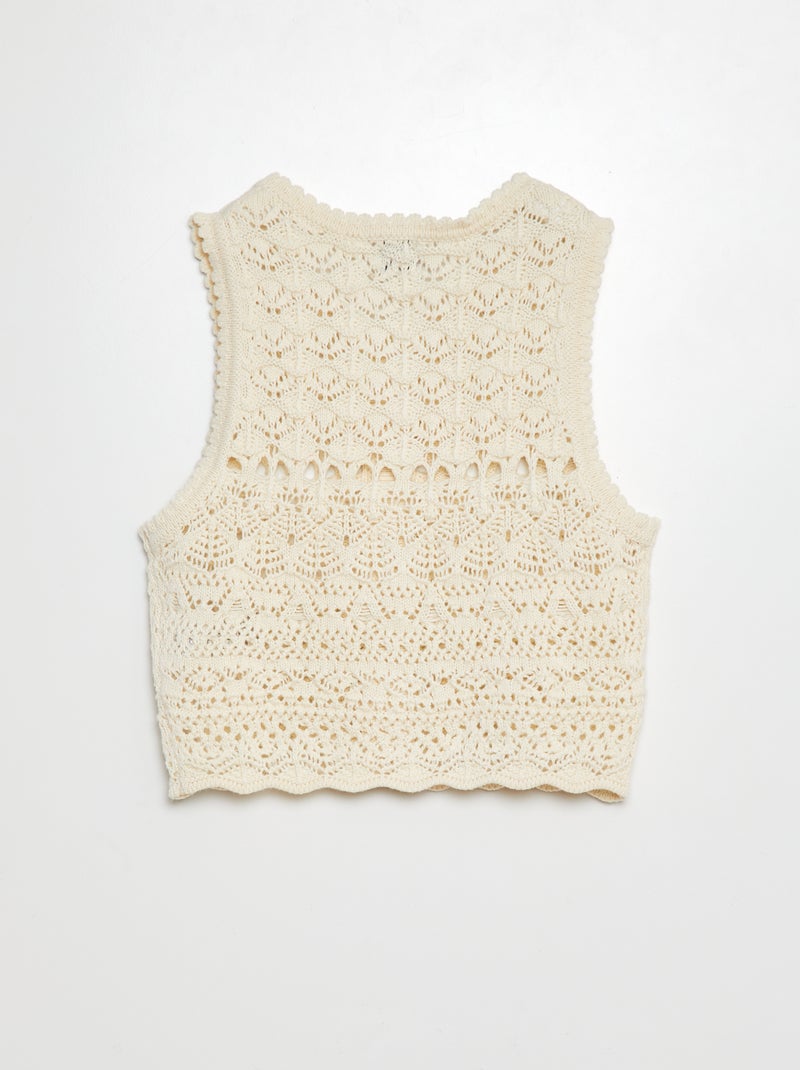 Gilet lavorato all'uncinetto BIANCO - Kiabi