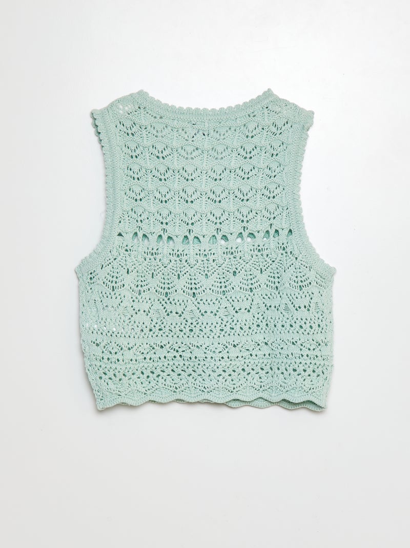 Gilet lavorato all'uncinetto VERDE - Kiabi