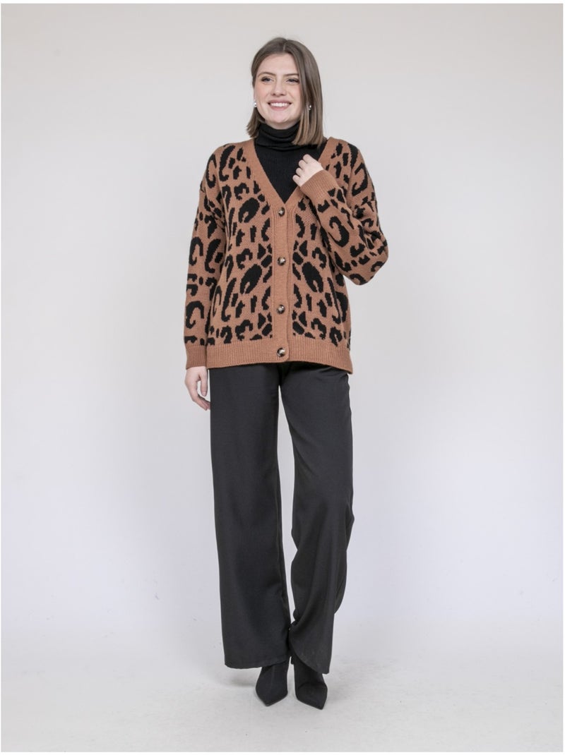Gilet leopardato KATLINE Marrone - Kiabi