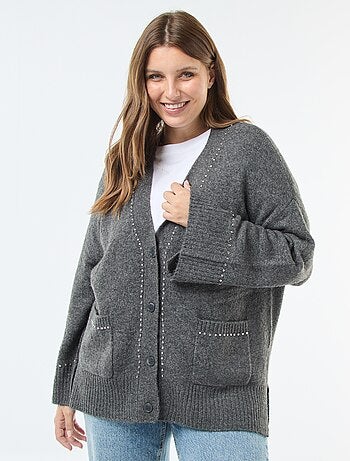 Gilet lungo abbottonato 'Only Carmakoma' con borchie decorative