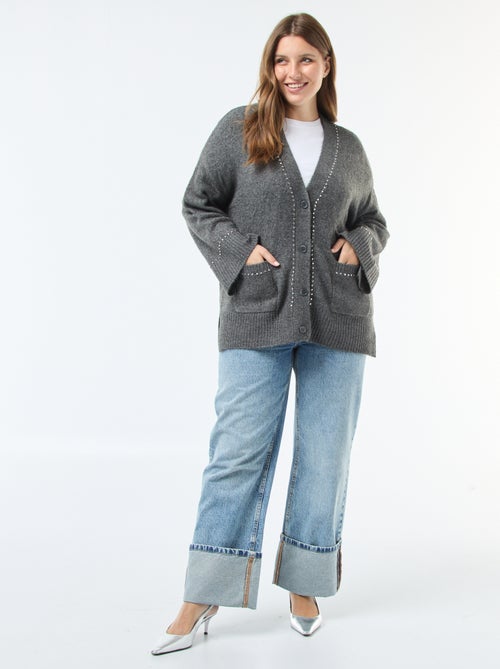 Gilet lungo abbottonato 'Only Carmakoma' con borchie decorative - Kiabi