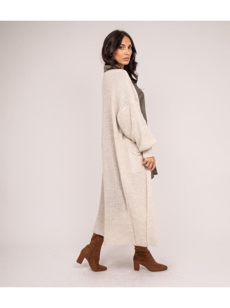 Gilet lungo aperto KILIAN Beige - Kiabi