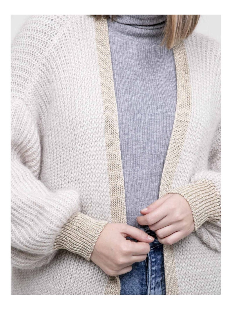 Gilet lungo aperto KODY Ecru - Kiabi