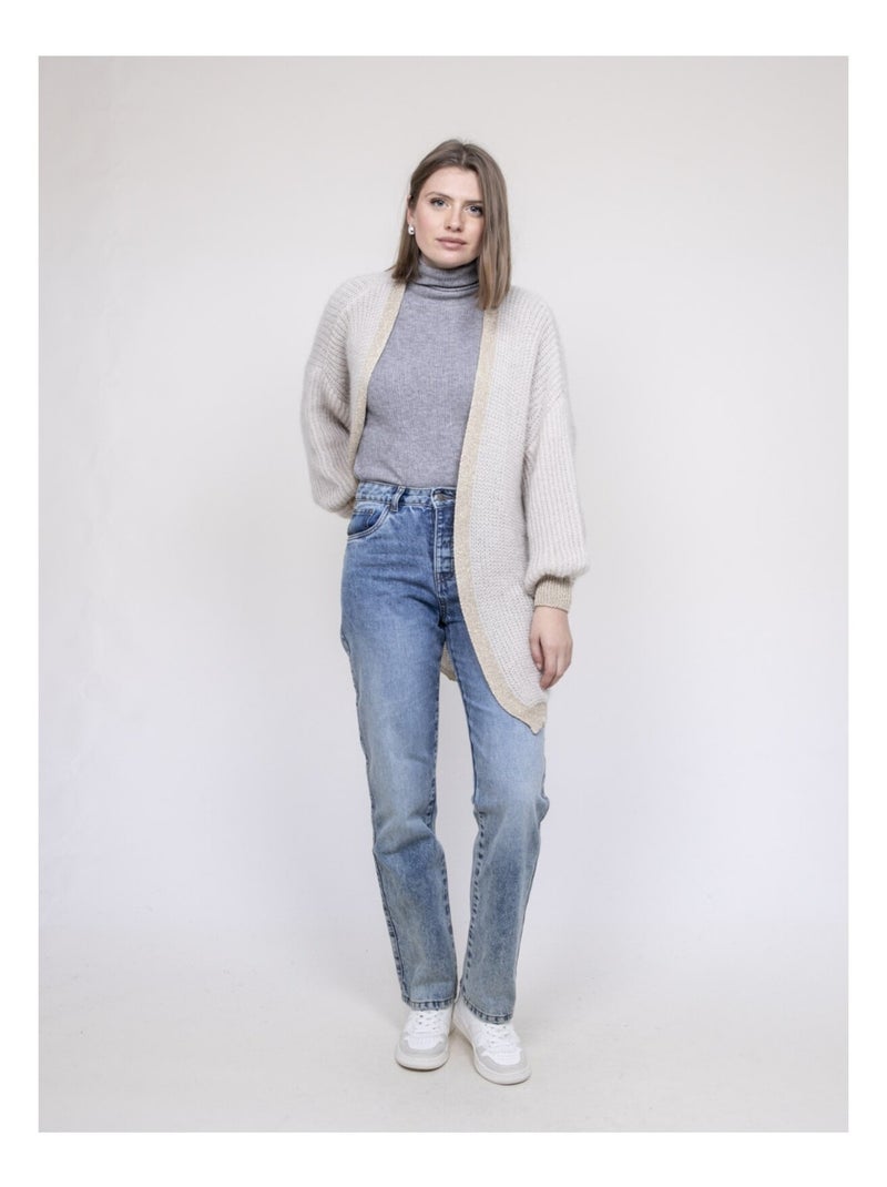 Gilet lungo aperto KODY Ecru - Kiabi